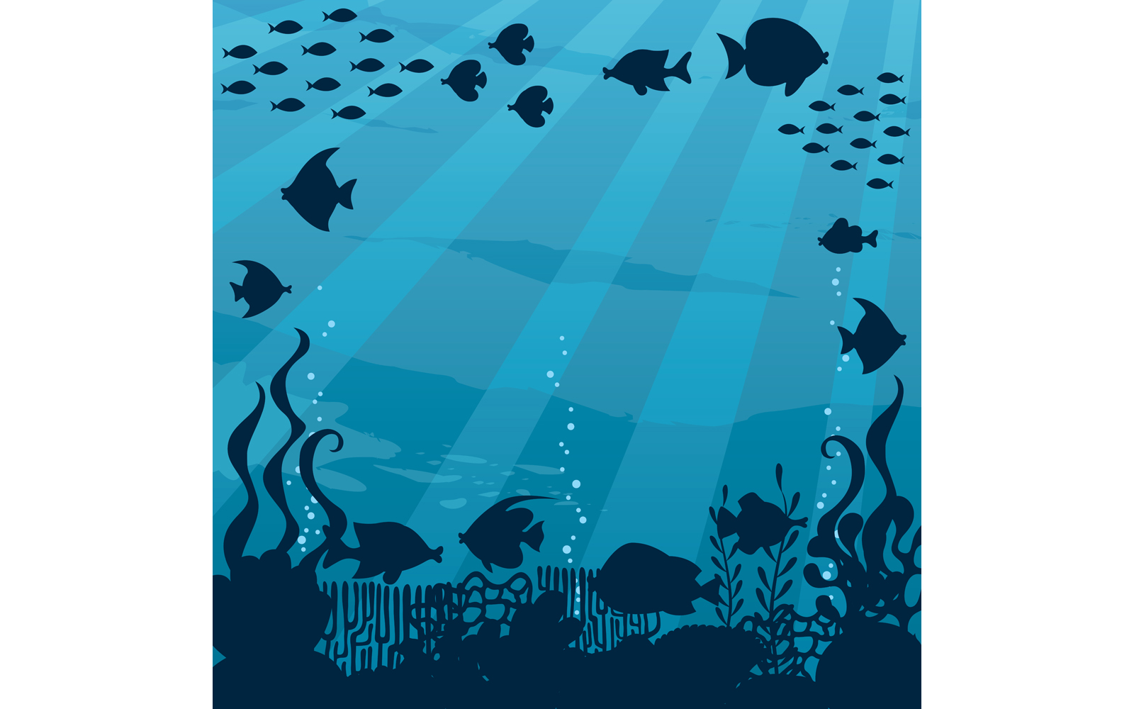 Underwater 2 Underwater Cartoon Landscape - Illustration