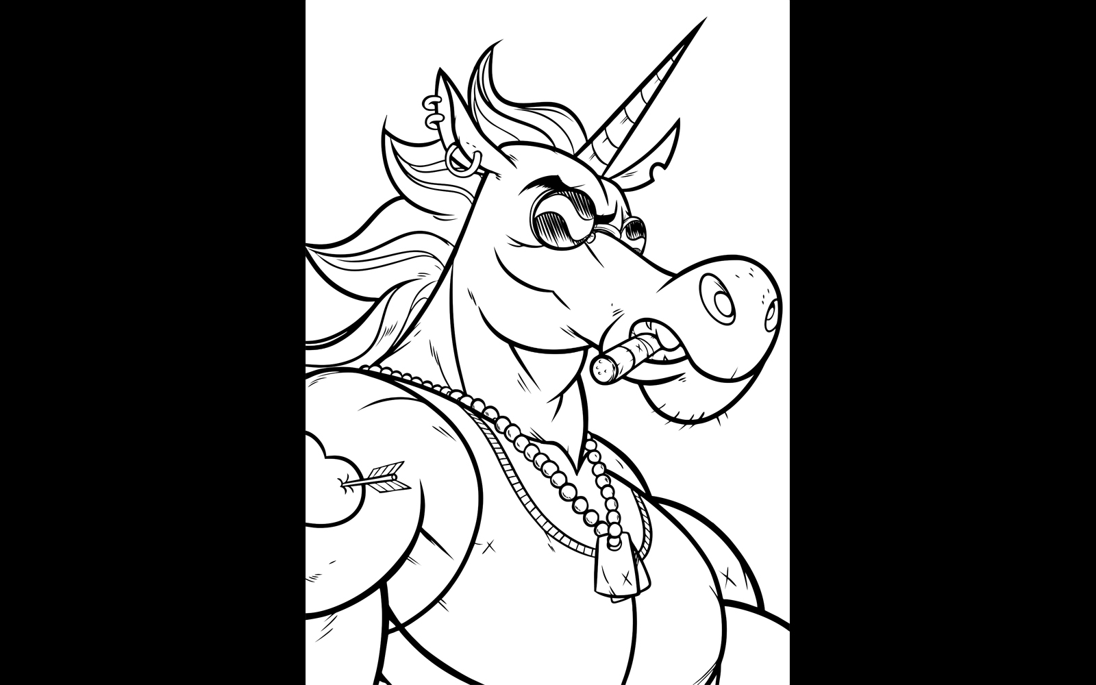 Unicorn Portrait Line Art - Illustration