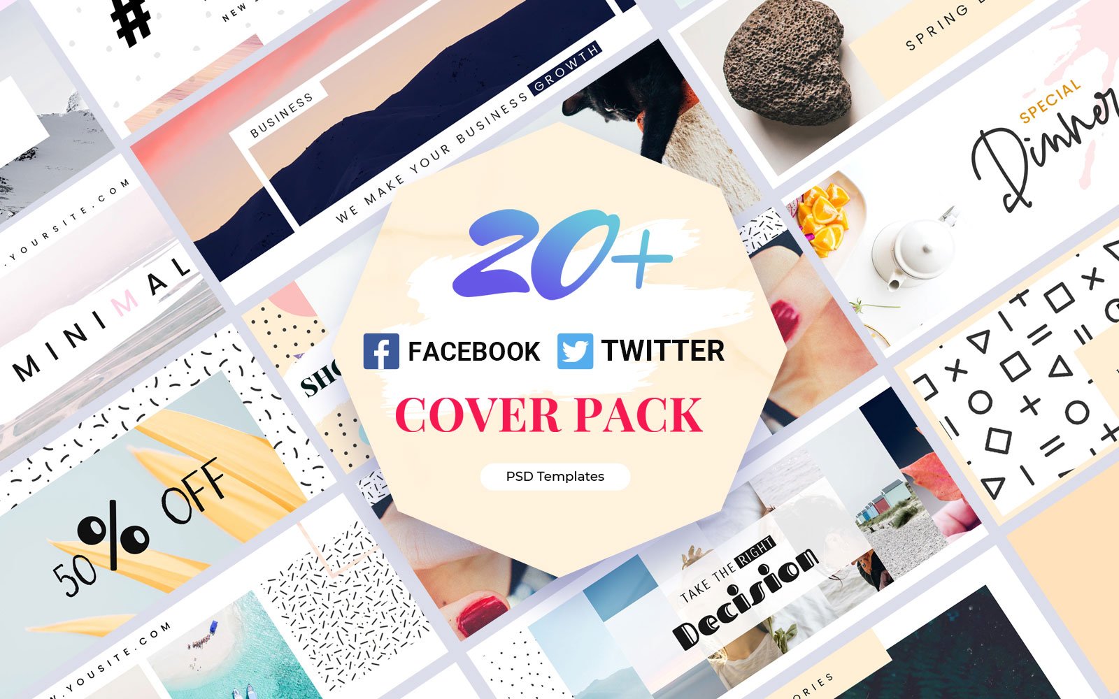 Facebook And Twitter Cover Social Media Template