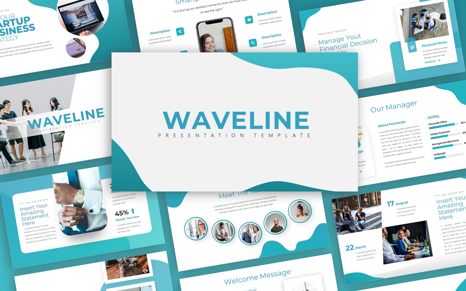 Waveline Business Presentation PowerPoint template