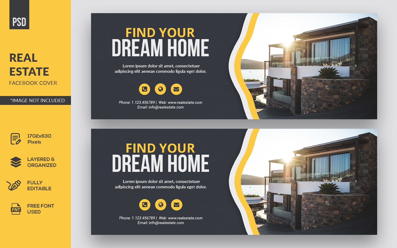 Minimalist Real Estate Facebook Cover Social Media Template