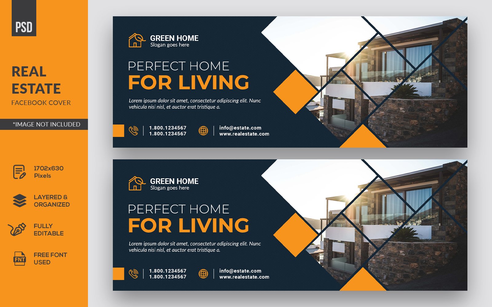 Creative Real Estate Facebook Cover Social Media Template