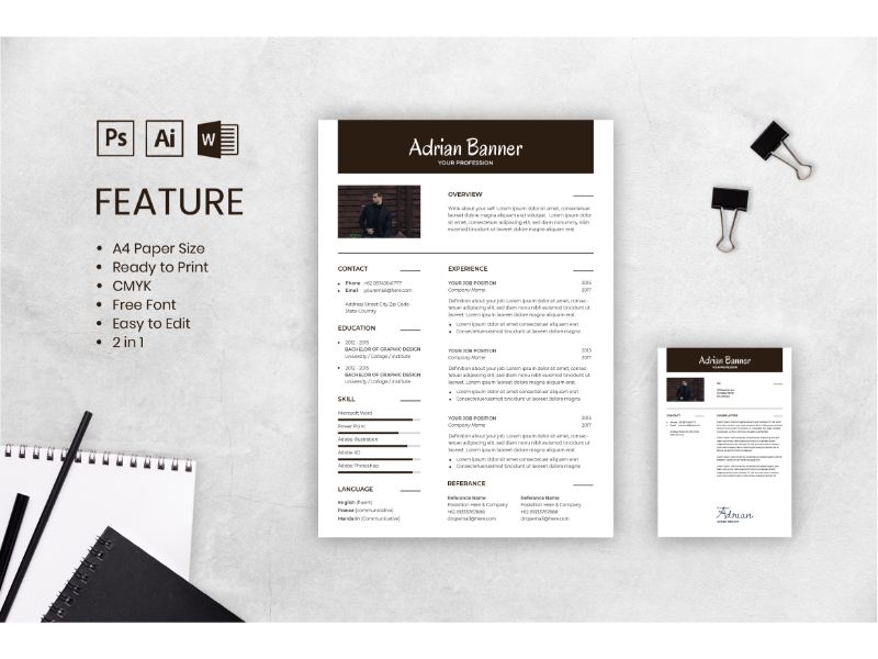 Cv Resume Adrian Banner Resume Template