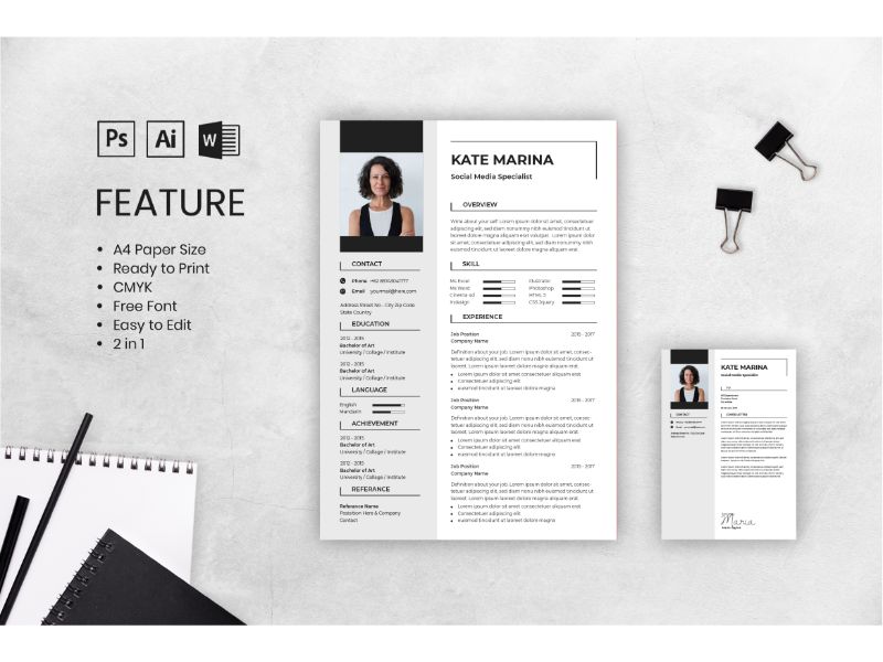 Cv Resume Kate Marina Resume Template