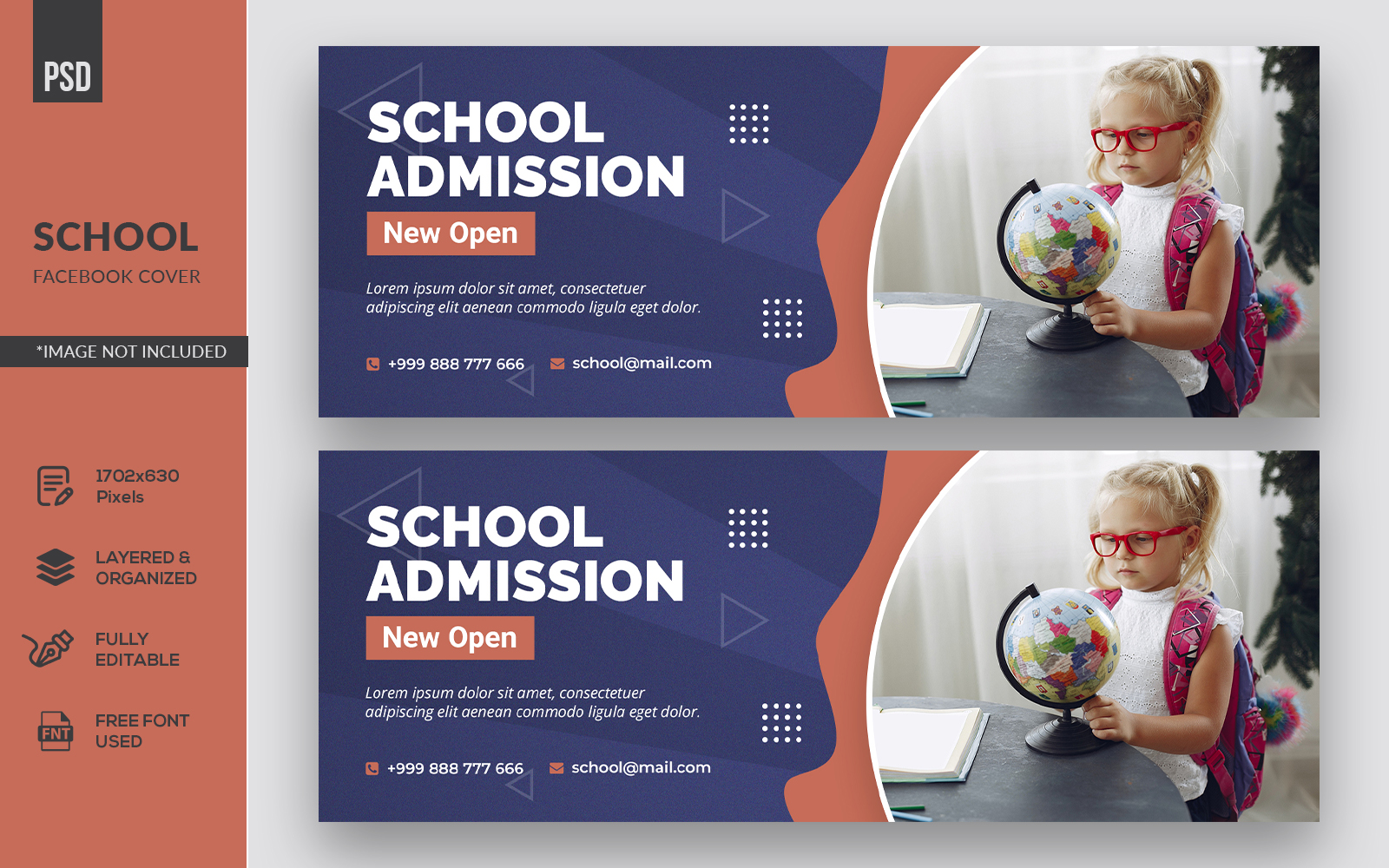 Kids School Creative Facebook Timeline Cover Design Social Media Template