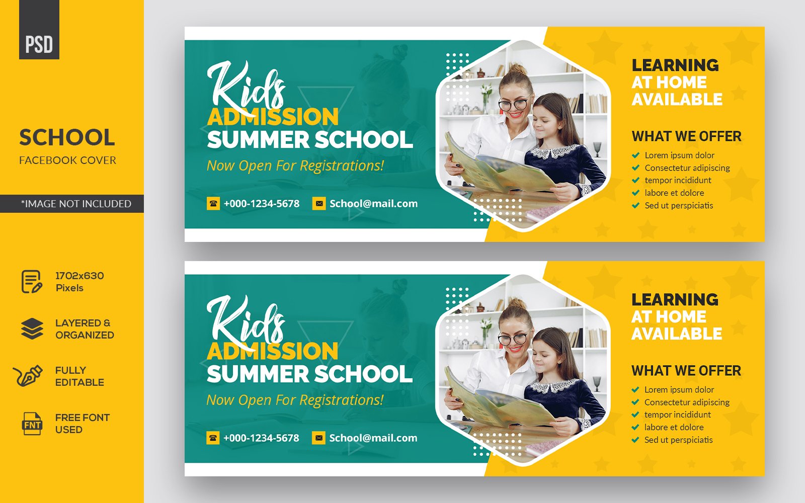 Kids Summer School Facebook Cover Design Social Media Template