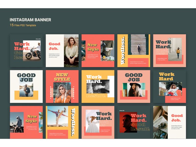 Instagram Banner Work Hard Social Media Template