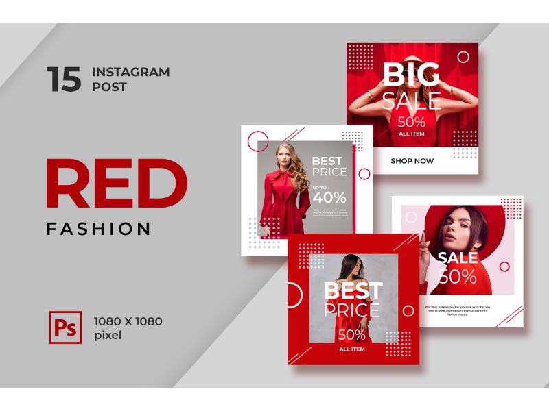 Instagram Post Red Fashion Social Media Template