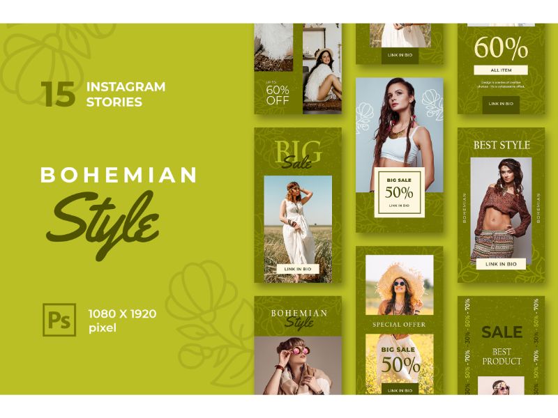 Instagram Stories Bohemian Style Social Media Template