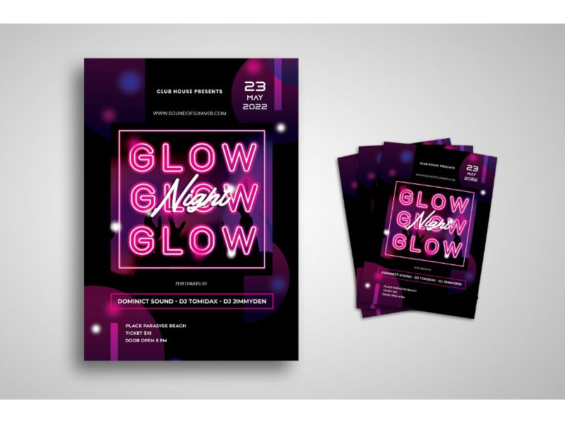 Flyer  Glow Night - Corporate Identity Template