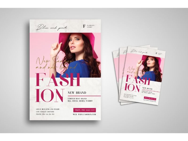 Flyer  Fashion Blue and Pink - Corporate Identity Template