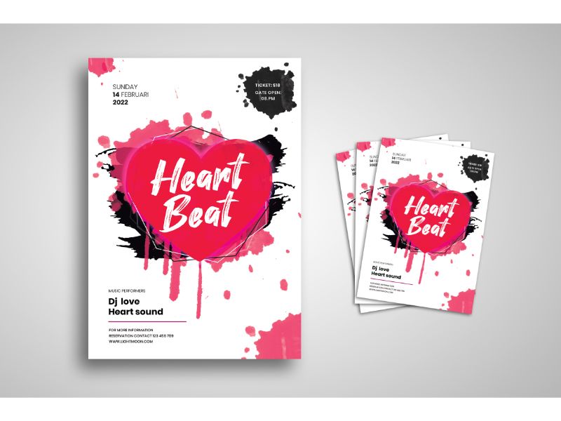 Flyer  Heart Beat Music - Corporate Identity Template