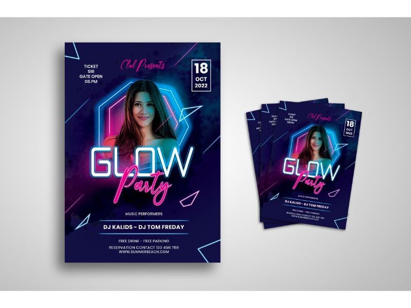 Flyer  Glow Party - Corporate Identity Template