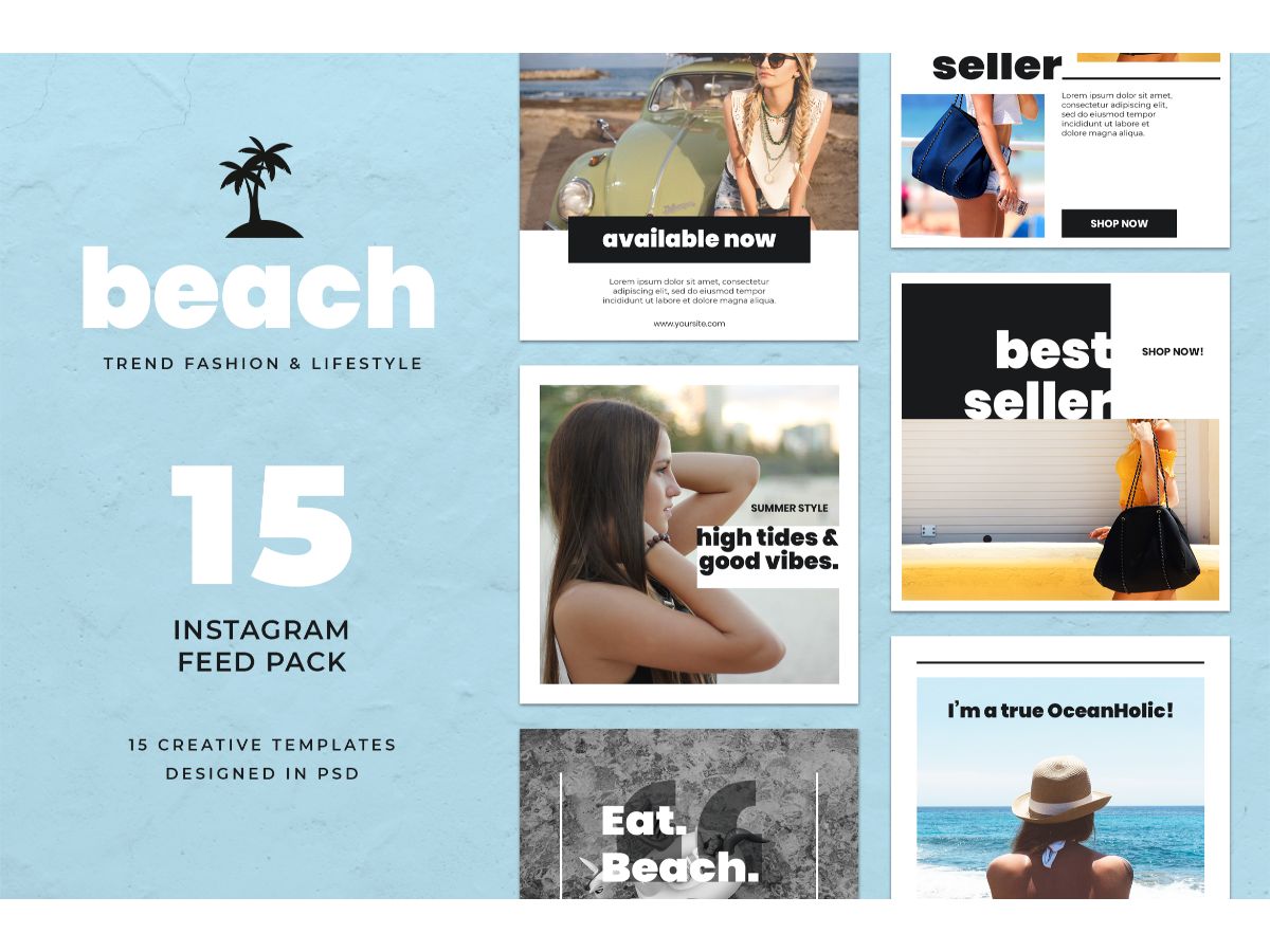 Instagram Template Beach for Social Media