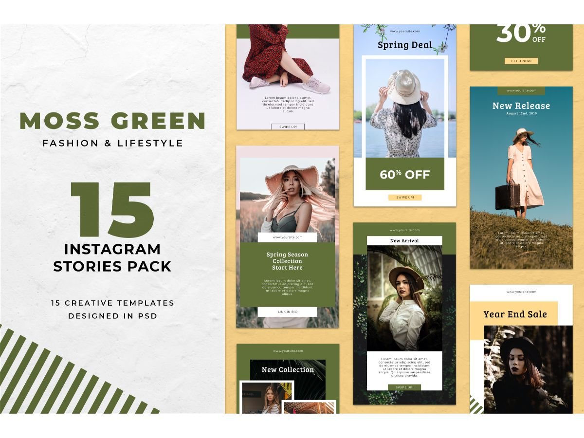 Instagram Template Moss Green for Social Media