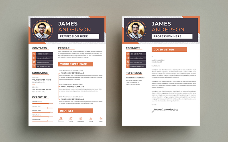 Minimal Cv Cover Letter Resume Template