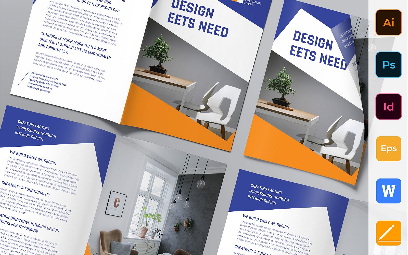 Interior Design Brochure Bifold - Corporate Identity Template