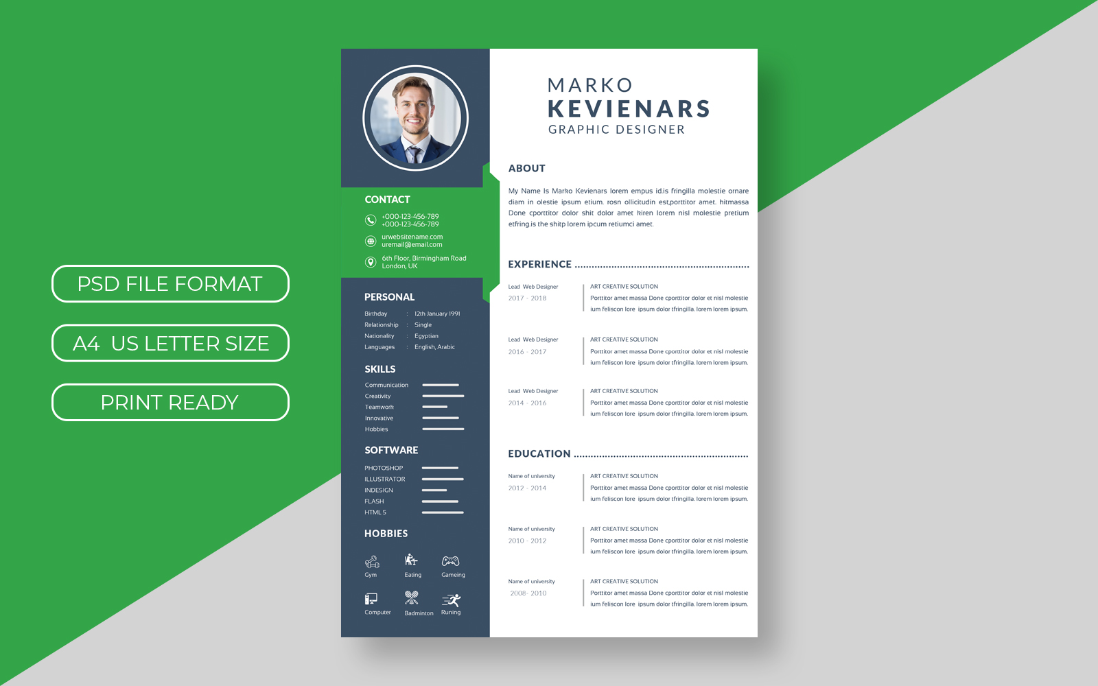 Corporate Green  CV Layout Resume Template