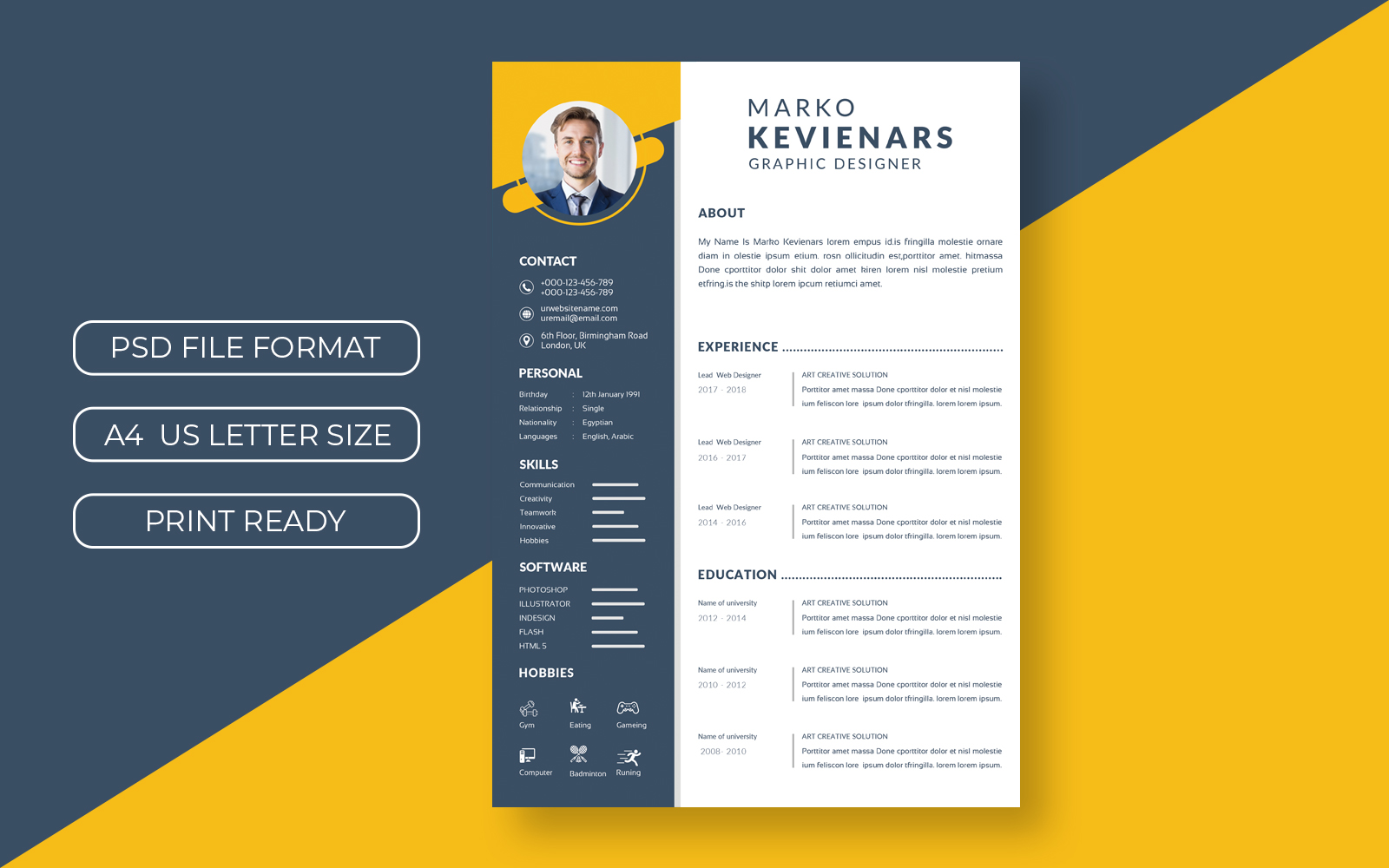 Modern Marko Kevinenars Resume Template