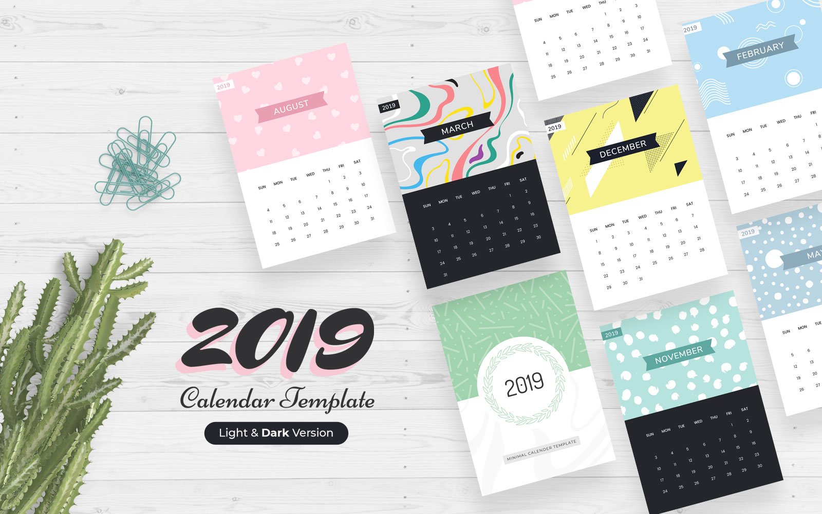 Vector Calendar Light and Dark - Corporate Identity Template