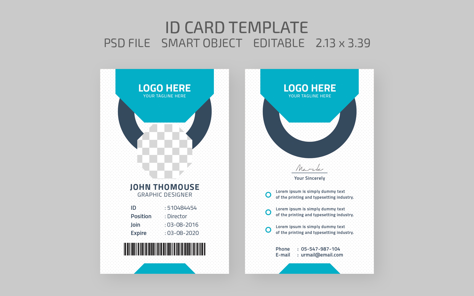 Graphic Designer ID Card Layout - Corporate Identity Template