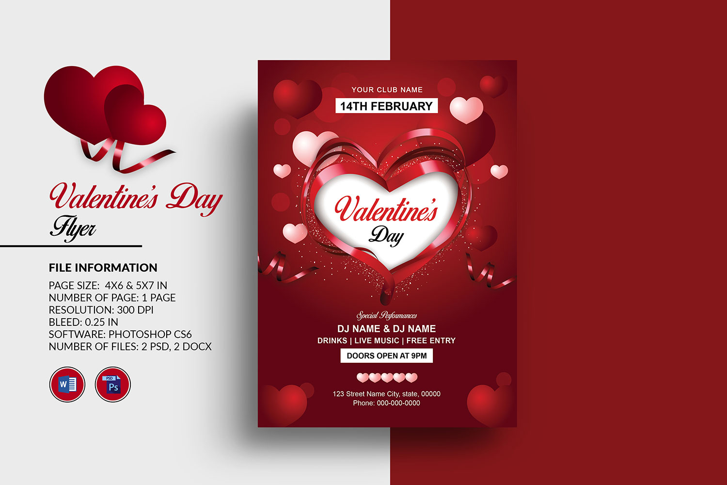 Valentine's Day Party Invitation Flyer - Corporate Identity Template