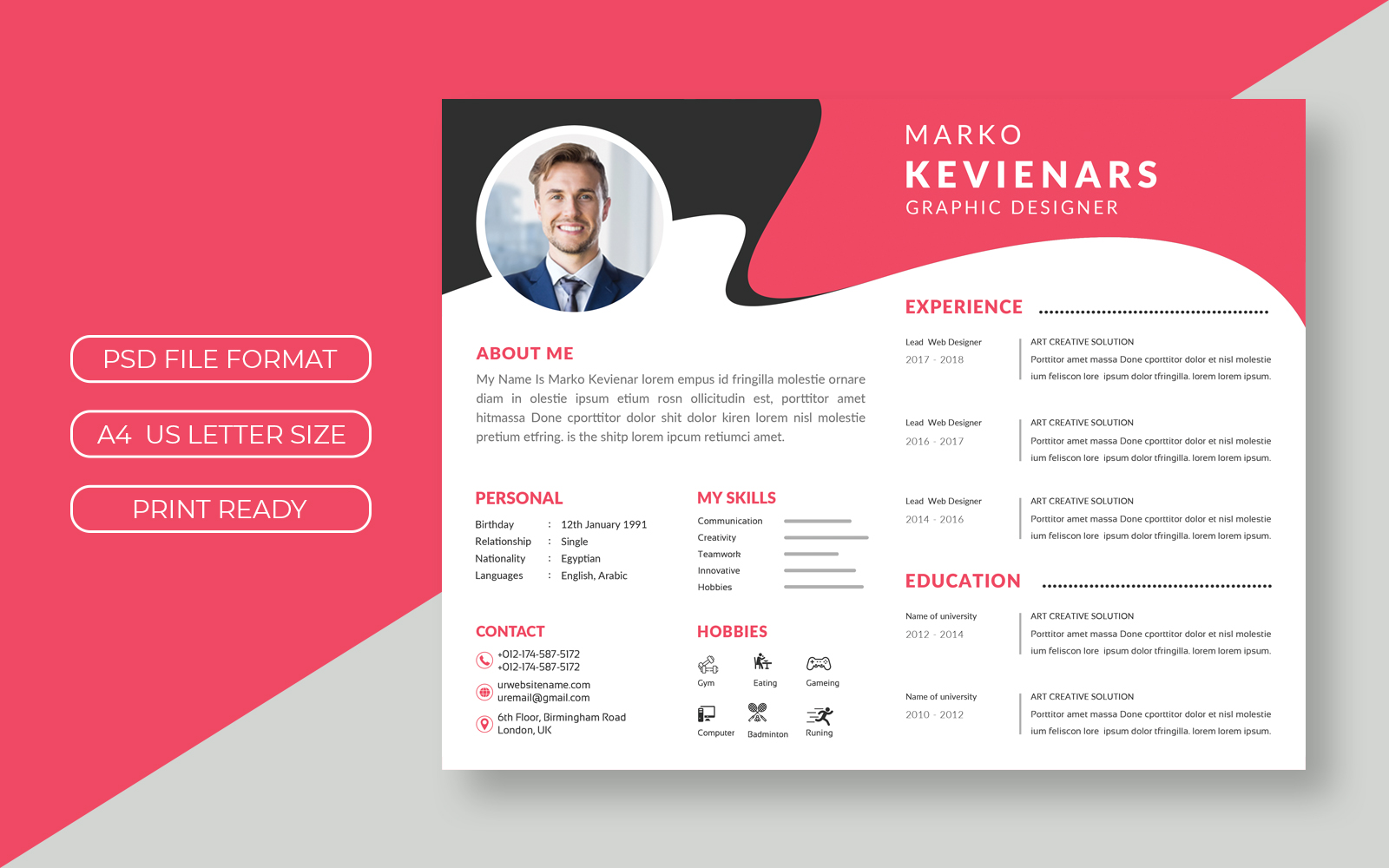 Marko Kevinenars Curriculum Vitae Theme Resume Template