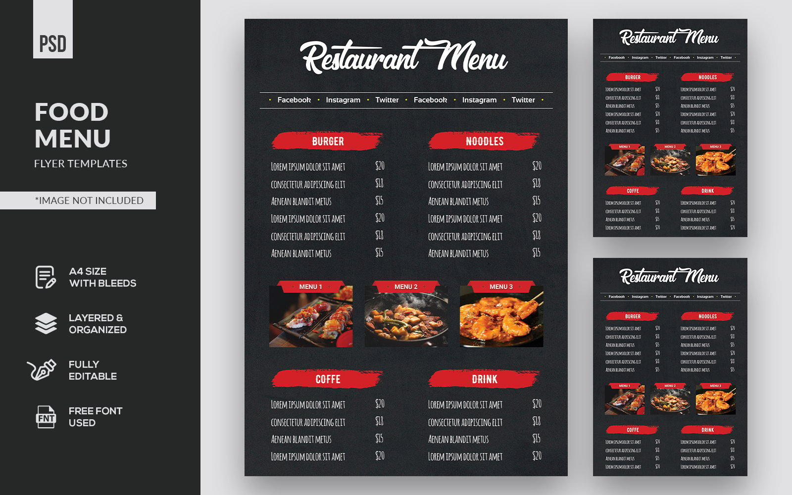 Creative Food Menu Flyers - Corporate Identity Template