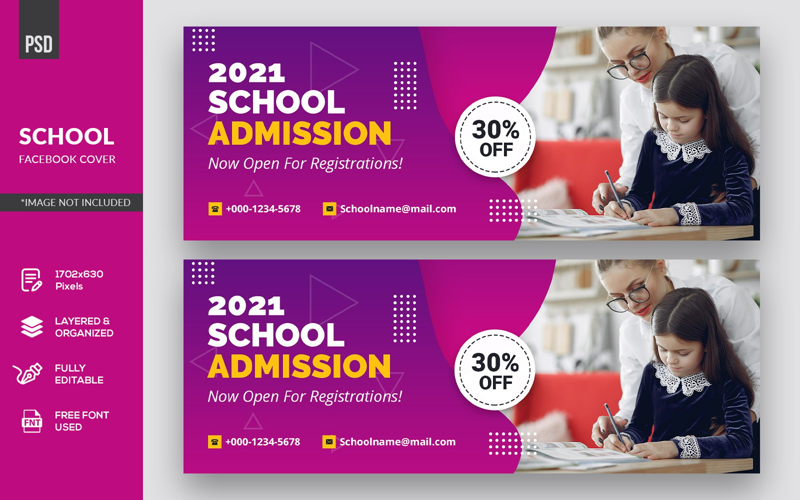 Modern Colorful Kids School Facebook Cover Template