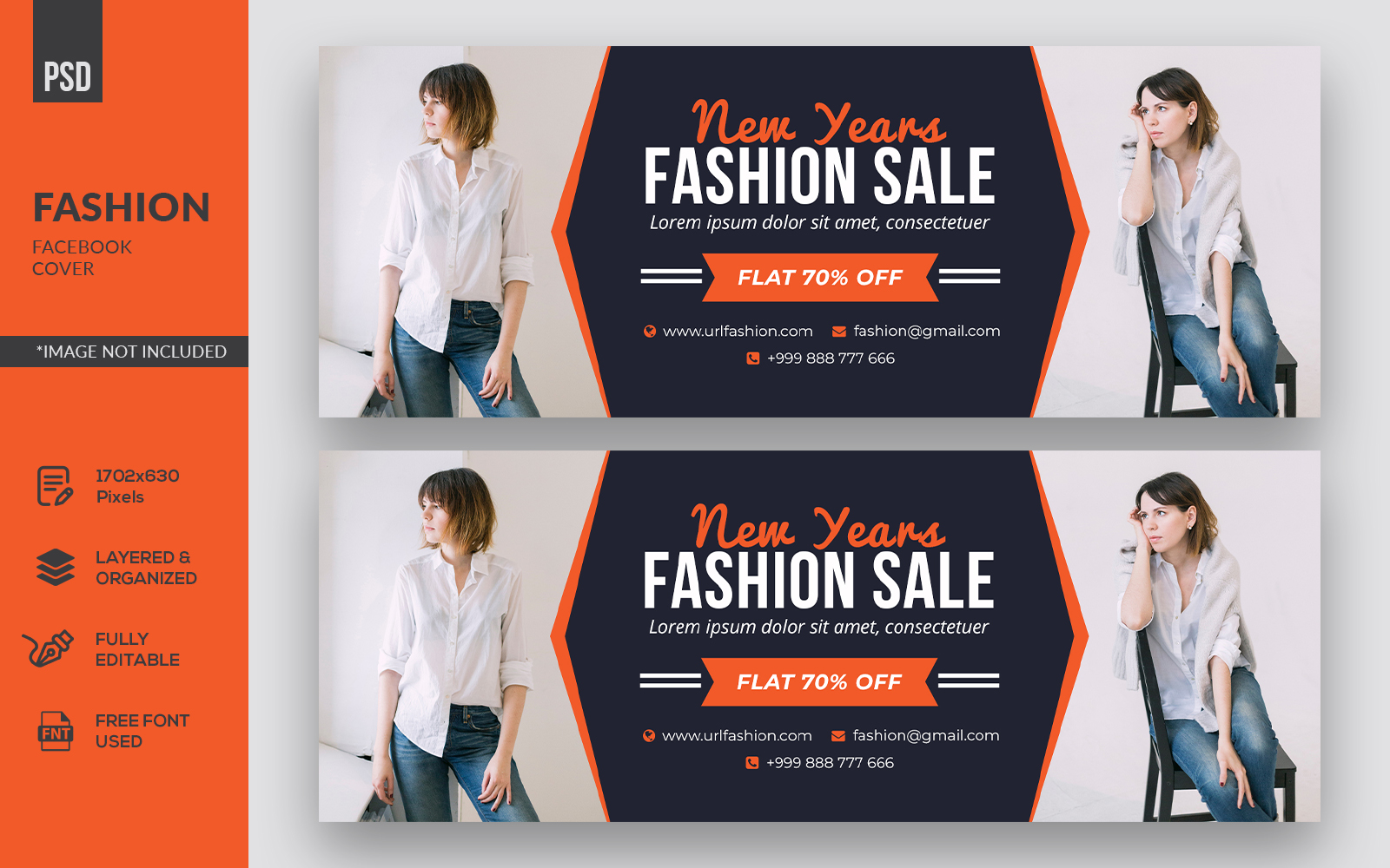 Clean New Year Design Fashion Facebook Cover Social Media Template