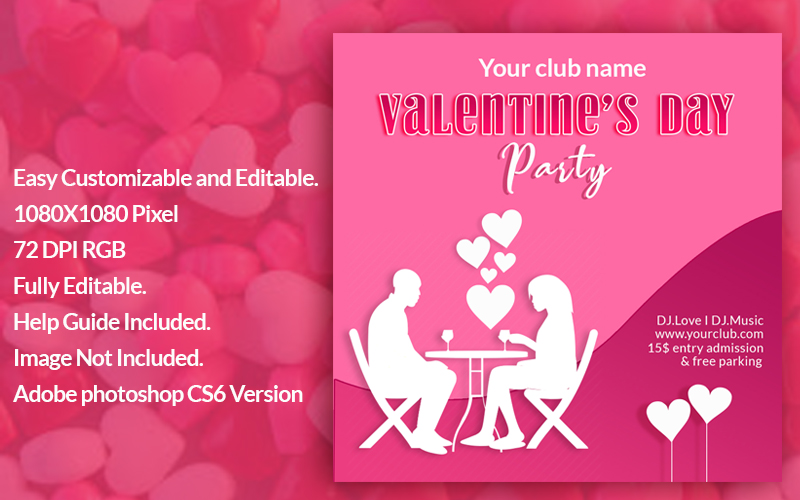Valentines Party Instagram Banner Social Media Template
