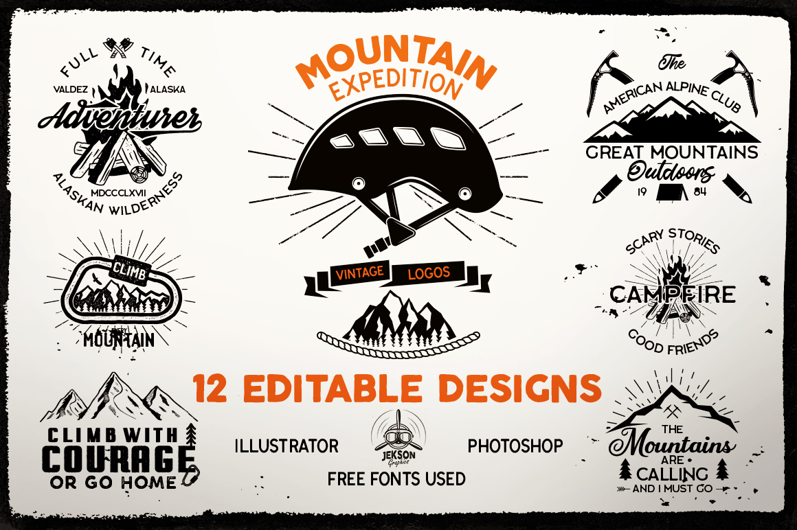 Camp SVG  Bundle Mountain Emblems Editable  PNG Logo Template