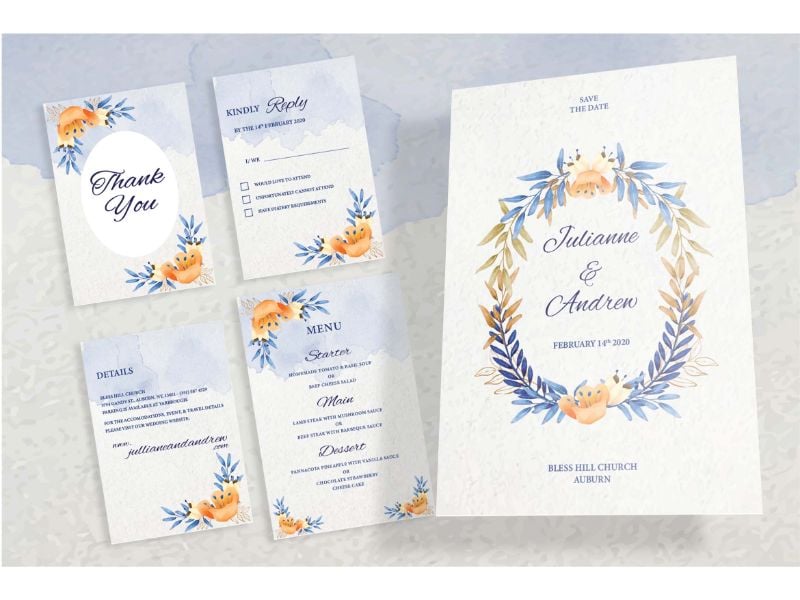 Wedding Invitation 2 Floral Of Haapines - Corporate Identity Template