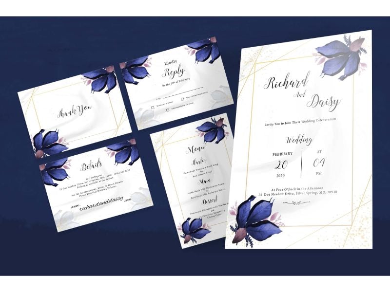 Wedding Invitation 9 Blue Flower - Corporate Identity Template