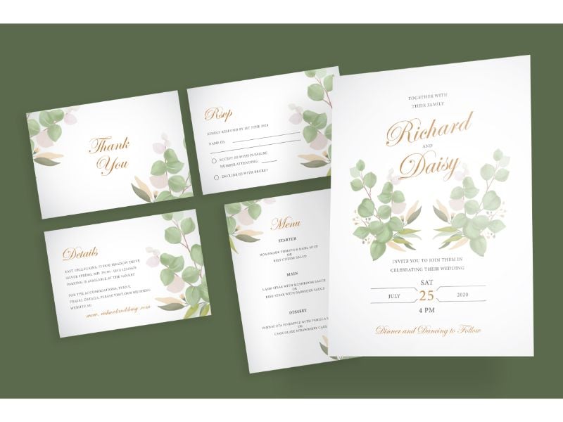 Wedding Invitation 14 Floral White - Corporate Identity Template