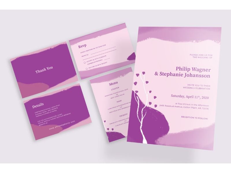 Wedding Invitation 18 Pink Jungle - Corporate Identity Template