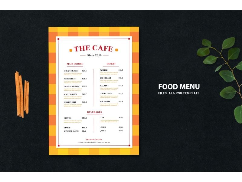 Food Menu Yellow & Orange - Corporate Identity Template