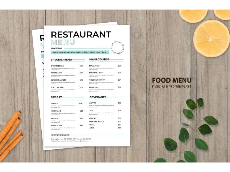 Food Menu Lemonade - Corporate Identity Template