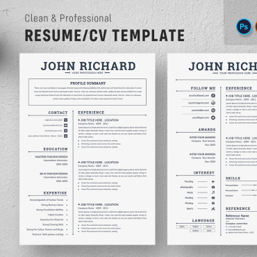 Page Resume Resume Templates 158348