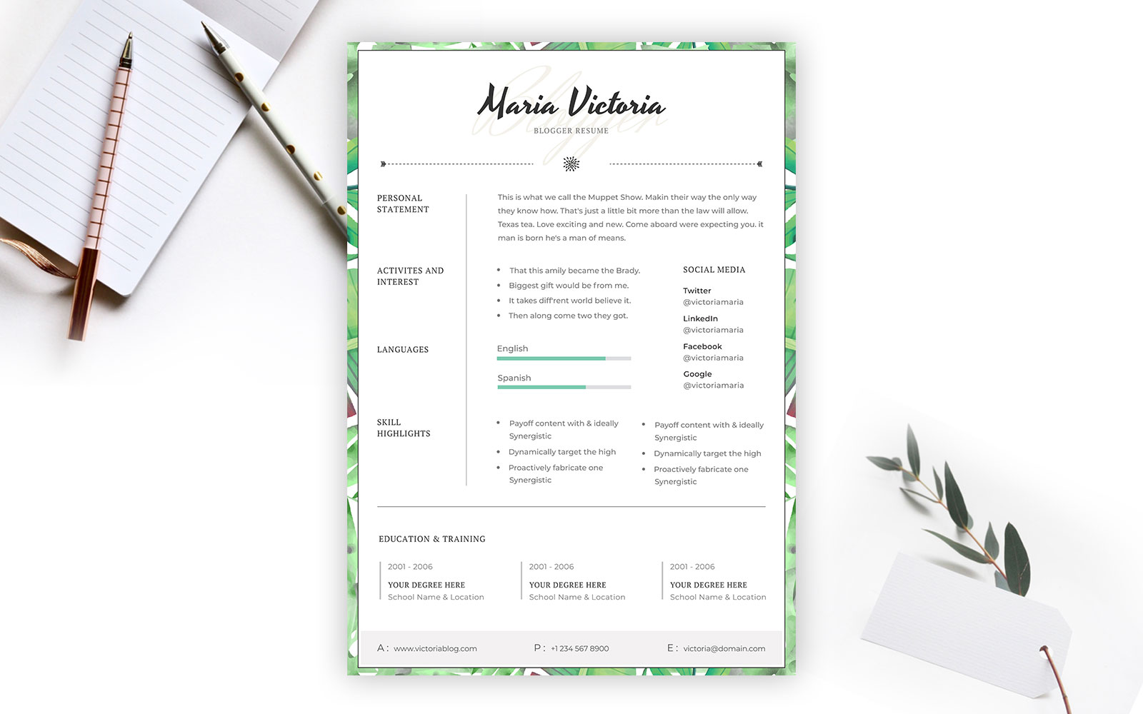 Blogger CV Resume Template