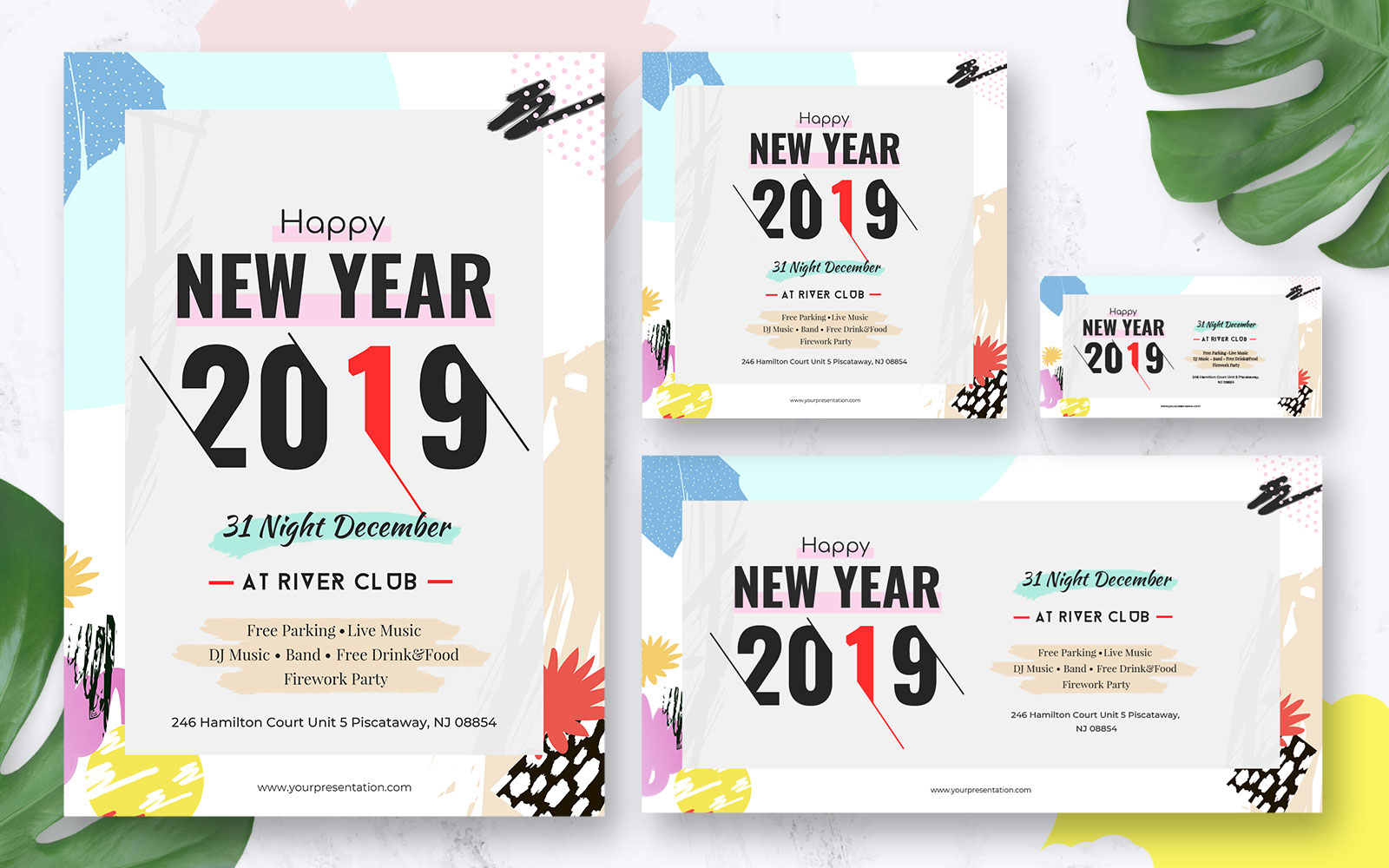 New Year Pack with New Year Flyer Social Media Template