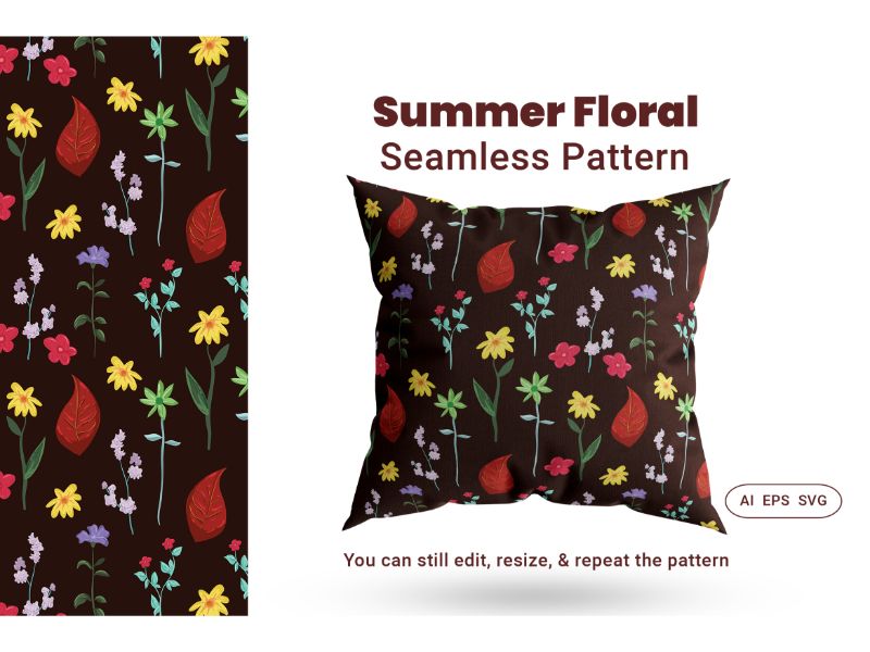 Seamless Pattern Summer Floral Background