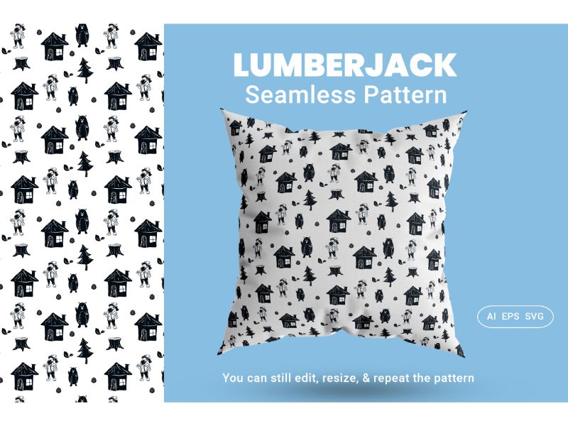 Seamless Pattern Lumberjack Background