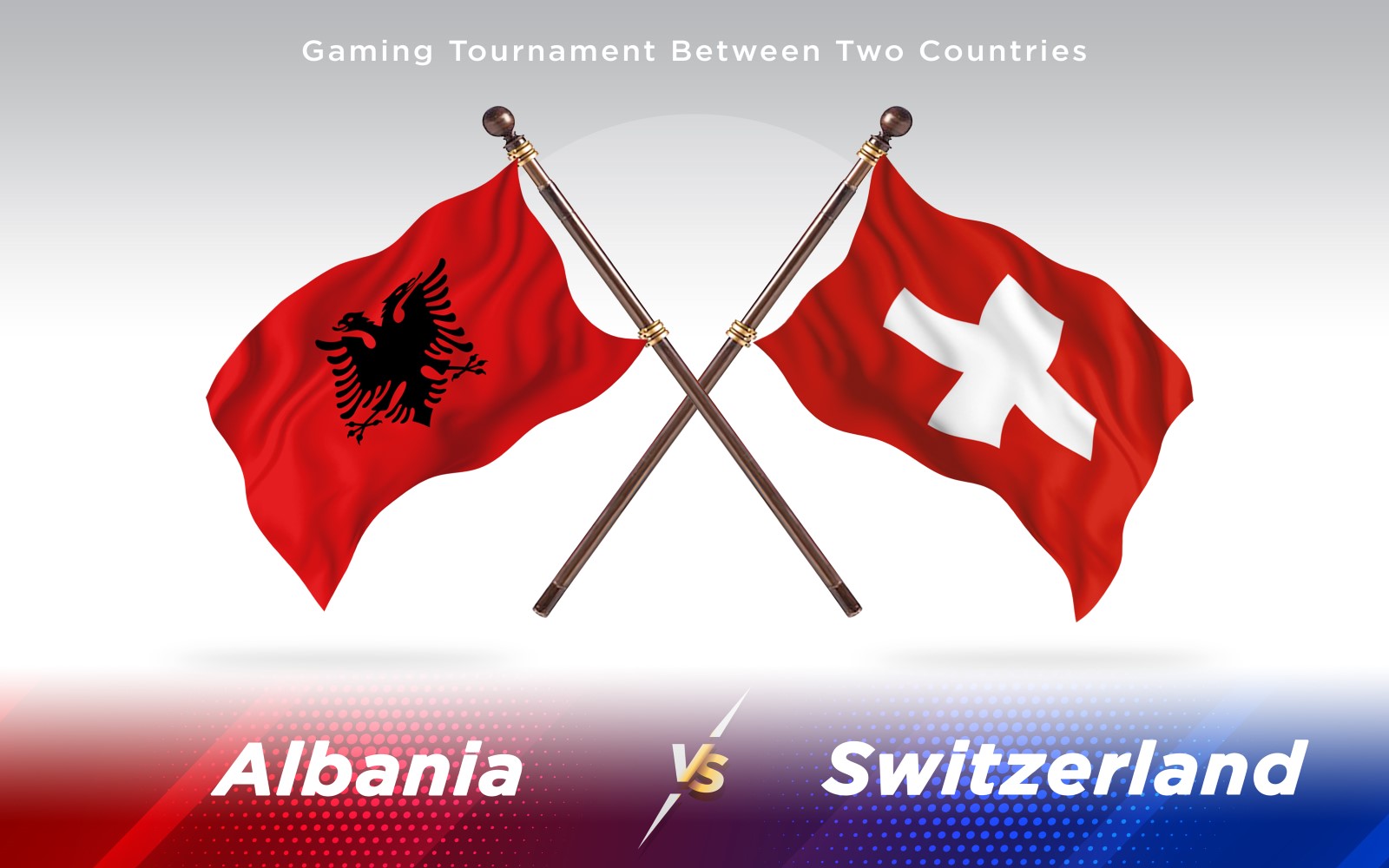 Albania versus Switzerland Two Countries Flags - Illustration