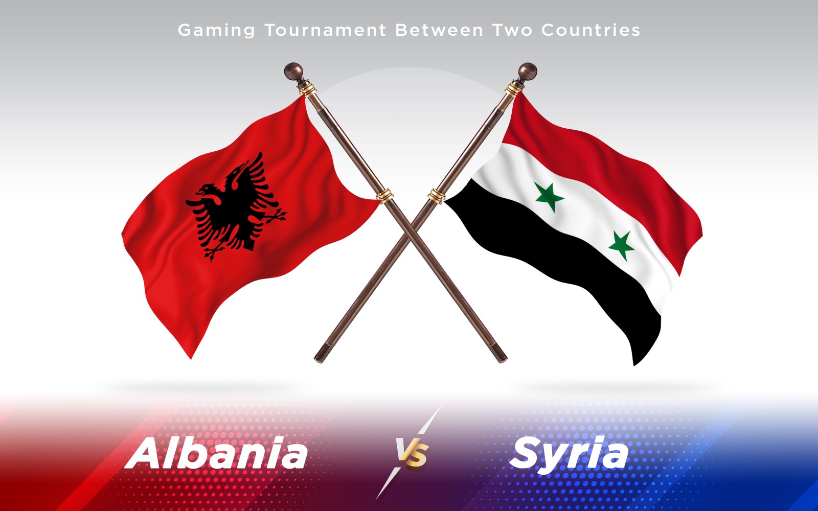 Albania versus Syria Two Countries Flags - Illustration