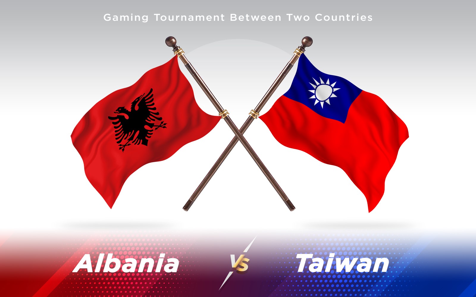 Albania versus Taiwan Two Countries Flags - Illustration
