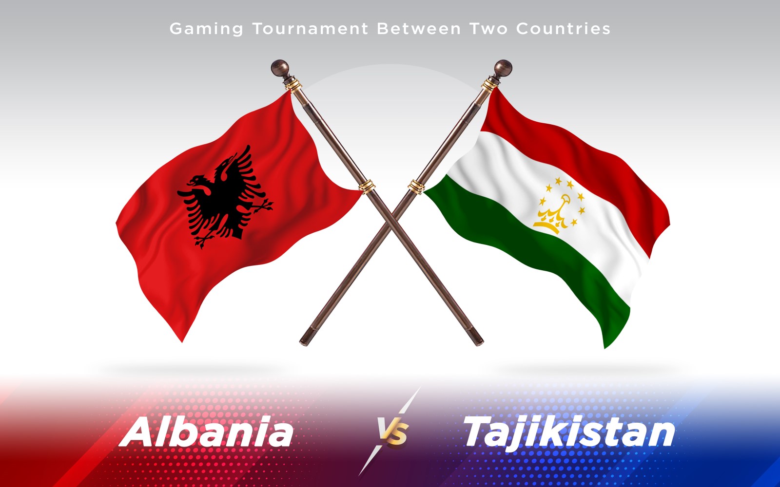 Albania versus Tajikistan Two Countries Flags - Illustration