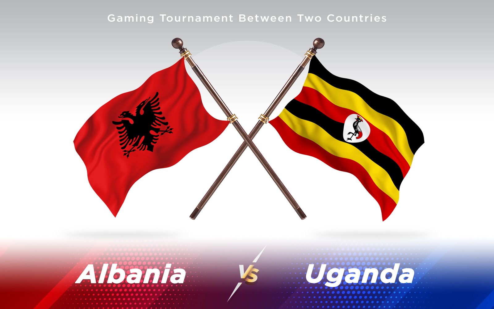 Albania versus Uganda Two Countries Flags - Illustration