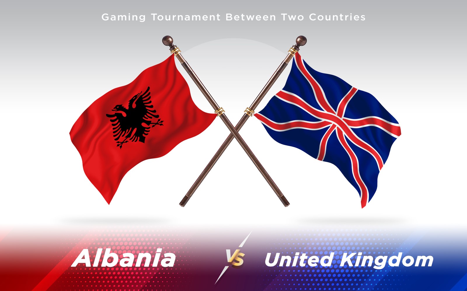 Albania versus United Kingdom Two Countries Flags - Illustration