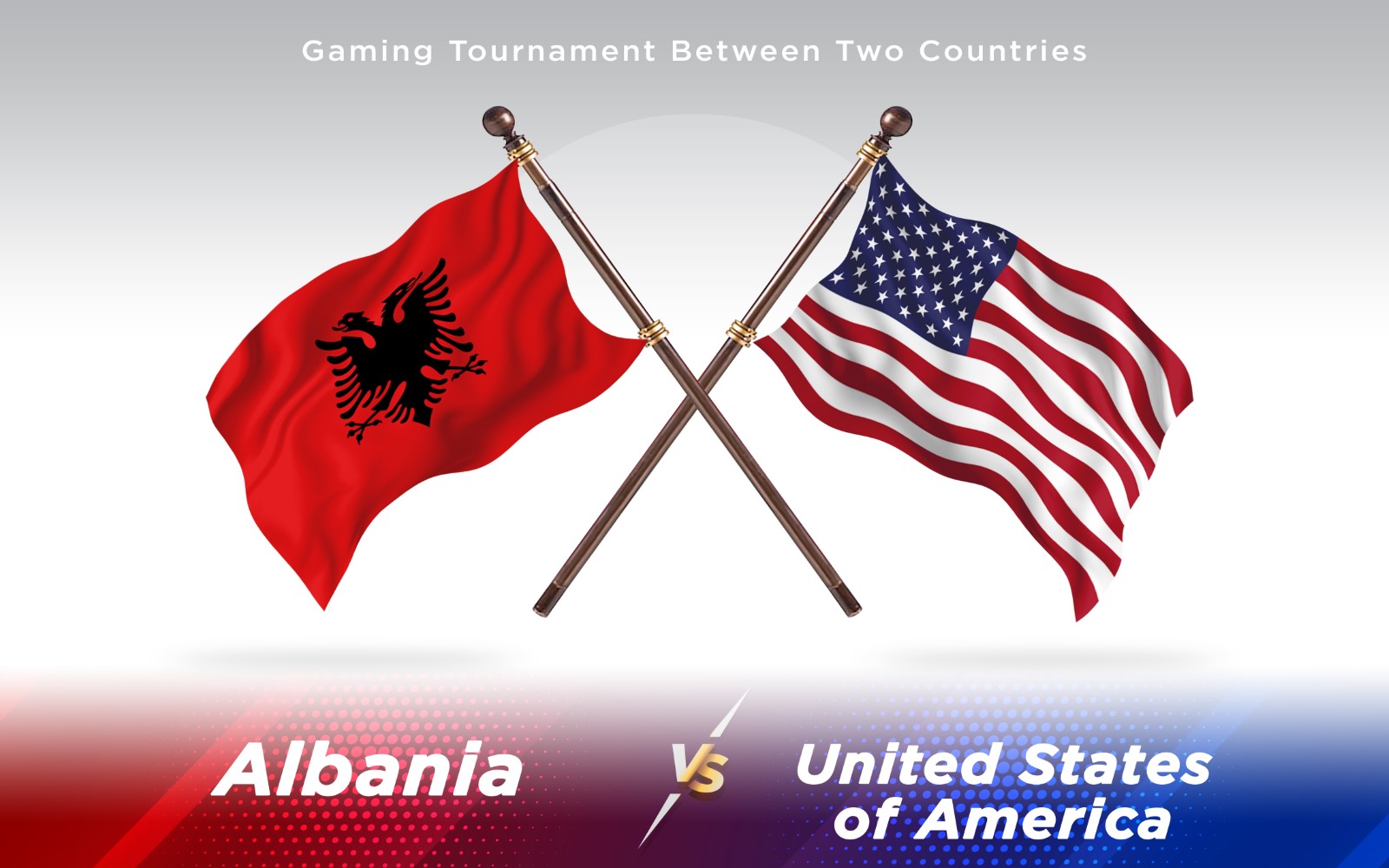 Albania versus United States of America Two Countries Flags - Illustration